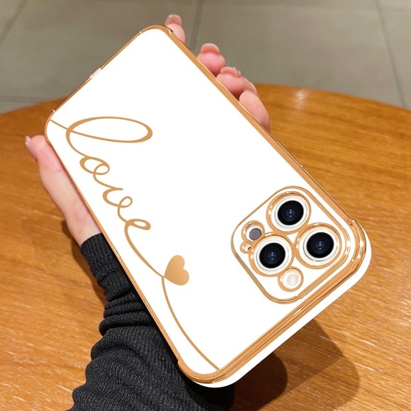 iPhone 13 Pro Max Cute Luxury Plating Love Heart Design - Picture 2 of 4